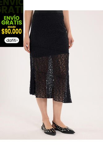 Falda Para Mujer Largo Color Negro Marca Ostu #40140180 Ostu