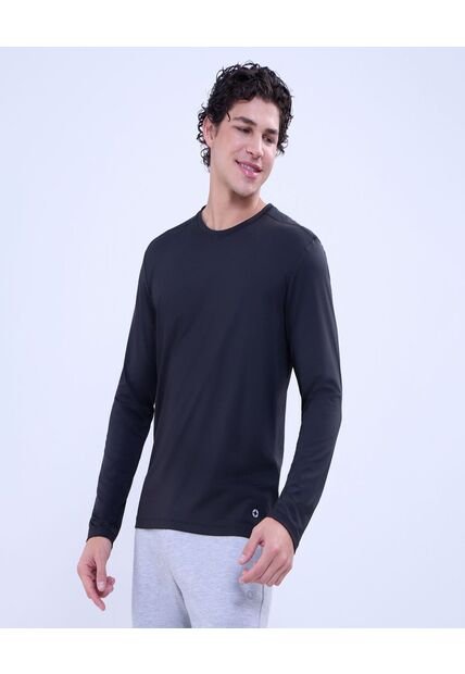 Camiseta Para Hombre Manga Larga Cuello Redondo Color Negro Marca Ostu #60091496