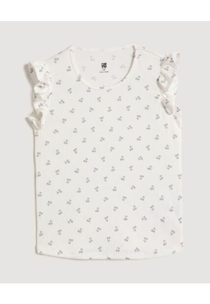 Camiseta Infantil Niña Manga Sisa Cuello Redondo Color Crema Marca Ostu #90090334