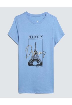 Camiseta Para Mujer Manga Corta Color Azul  Marca Ostu #40092003