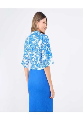 Blusa Para Mujer Manga Corta Color Azul Rey Marca Ostu #40121093