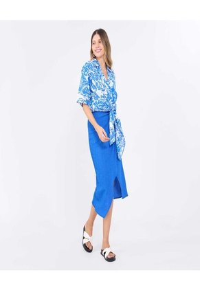 Blusa Para Mujer Manga Corta Color Azul Rey Marca Ostu #40121093