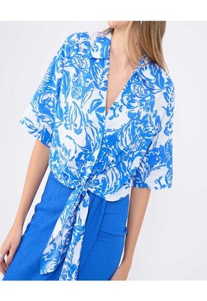 Blusa Para Mujer Manga Corta Color Azul Rey Marca Ostu #40121093