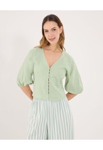 Blusa Para Mujer Manga 3/4 Color Verde Marca Ostu #40121215 Ostu