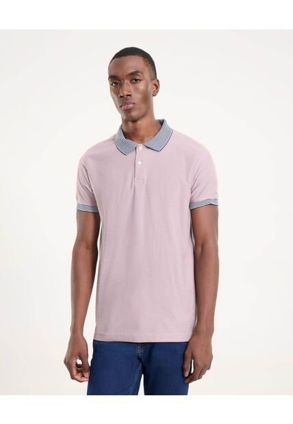 Polo Para Hombre Cuello Tejido Sin Bolsillo Color Uva Marca Ostu #60110808