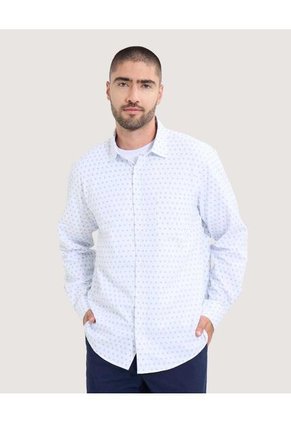 Camisa Para Hombre Manga Larga Con Bolsillo Cuello Casual M Color Marfil Marca Ostu #60010793