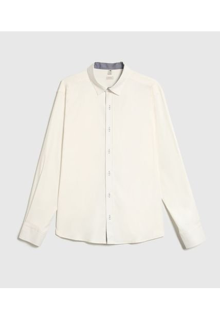 Camisa Para Hombre Manga Larga Sin Bolsillo Cuello Casual M Color Crema Marca Ostu #60010867