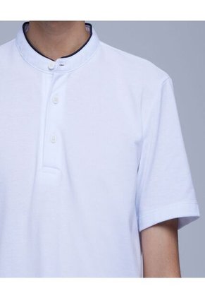 Polo Para Hombre Cuello Mao Sin Bolsillo Color Blanco Marca Ostu #60110611