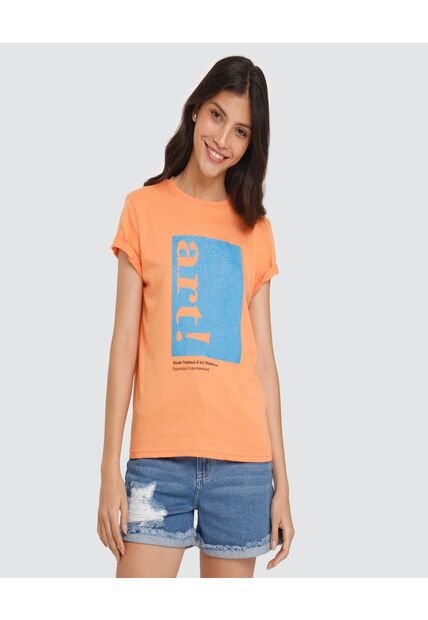 Camiseta Para Mujer Manga Corta Color Naranja Marca Ostu #40091566