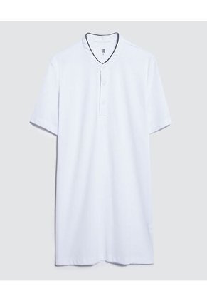 Polo Para Hombre Cuello Mao Sin Bolsillo Color Blanco Marca Ostu #60110611