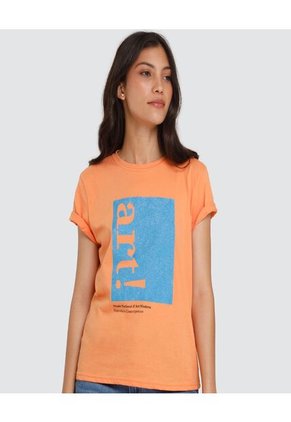 Camiseta Para Mujer Manga Corta Color Naranja Marca Ostu #40091566