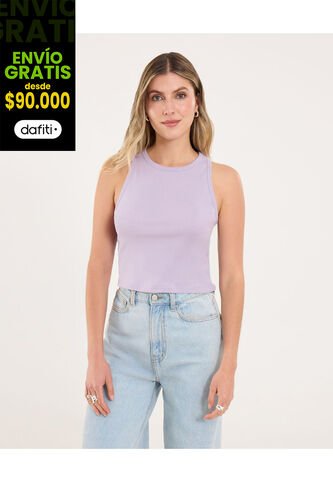 Camiseta Para Mujer Crop Top Manga Sisa Color Lila Marca Ostu #40092607 Ostu