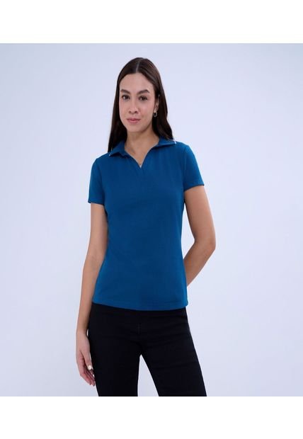 Polo Para Mujer Manga Corta Color Azul  Marca Ostu #40110162