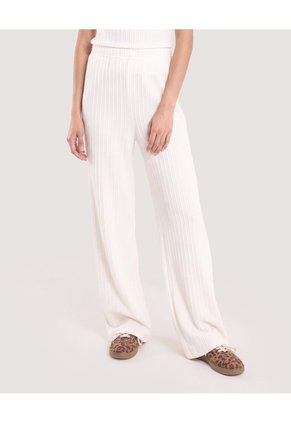 Pantalón Wide Leg Texturizado Para Mujer Blanco Ostu