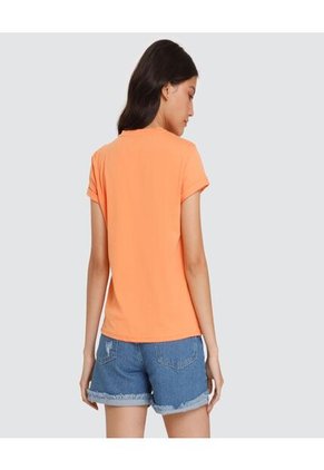 Camiseta Para Mujer Manga Corta Color Naranja Marca Ostu #40091566