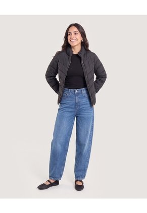 Chaqueta Acolchada Cuello Alto  Para Mujer Negro Ostu