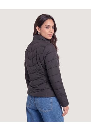 Chaqueta Acolchada Cuello Alto  Para Mujer Negro Ostu