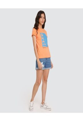 Camiseta Para Mujer Manga Corta Color Naranja Marca Ostu #40091566