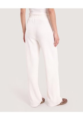 Pantalón Wide Leg Texturizado Para Mujer Blanco Ostu
