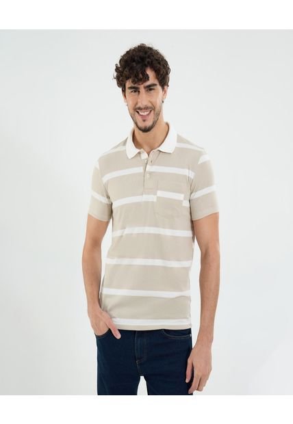Polo Para Hombre Cuello Tejido Con Bolsillo Color Avena Marca Ostu #60110773