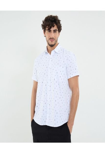 Camisa Para Hombre Manga Corta Con Bolsillo Cuello Casual M Color Blanco Marca Ostu #60010820