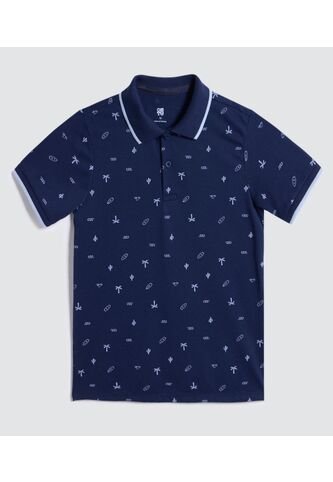 Polo Para Niño Manga Corta Color Azul  Marca Ostu #80110087 Ostu