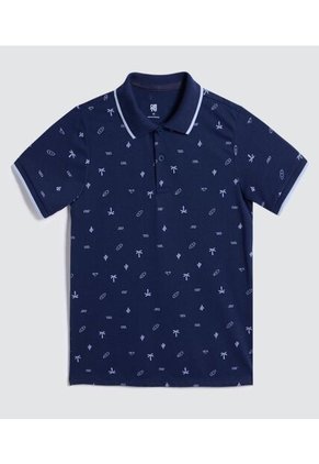 Polo Para Niño Manga Corta Color Azul Marca Ostu #80110087