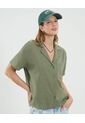 Camisa Para Mujer Manga Corta Color Verde Marca Ostu #40010312 de Ostu