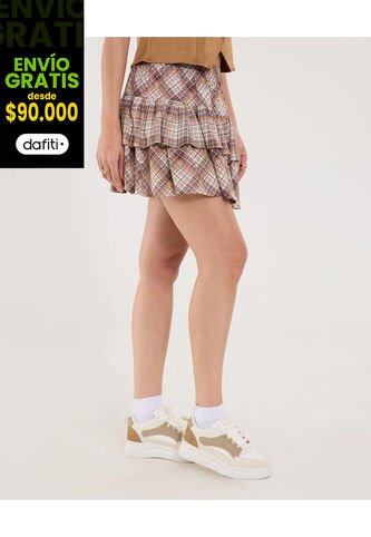 Falda Para Mujer Corto Color Café Marca Ostu #40140179 Ostu