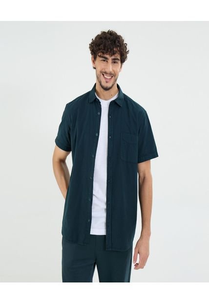 Camisa Para Hombre Manga Corta Con Bolsillo Cuello Casual M Color Verde Marca Ostu #60010791
