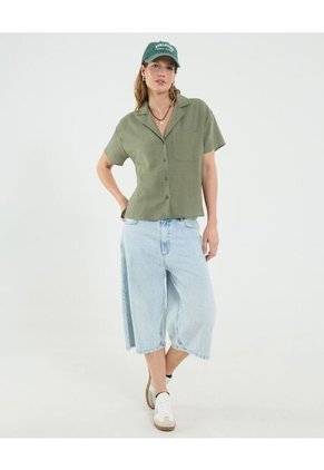 Camisa Para Mujer Manga Corta Color Verde Marca Ostu #40010312