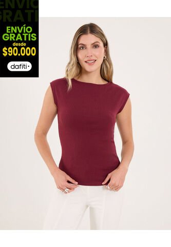 Camiseta Para Mujer Manga Sisa Cuello Redondo Color Vino Marca Ostu #40092530 Ostu