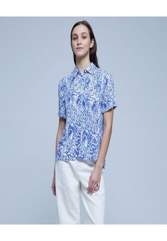 Camisa Para Mujer Manga Corta Color Azul  Marca Ostu #40010185 Ostu