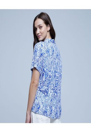 Camisa Para Mujer Manga Corta Color Azul  Marca Ostu #40010185