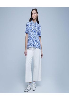 Camisa Para Mujer Manga Corta Color Azul  Marca Ostu #40010185