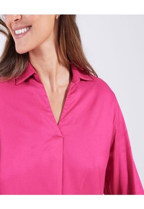 Blusa Para Mujer Manga 3/4 Color Fucsia Marca Ostu #40120806