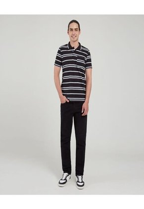 Polo Para Hombre Cuello Tejido Con Bolsillo Color Negro Marca Ostu #60110570