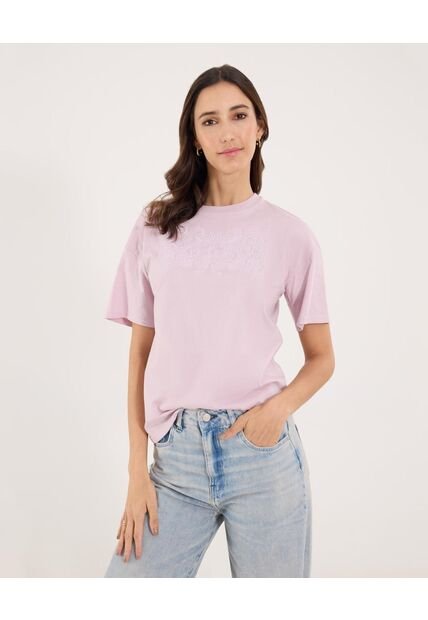 Camiseta Para Mujer Manga Corta Cuello Redondo Color Rosa Marca Ostu #40092686
