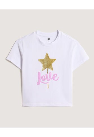 Camiseta Infantil Niña Manga Corta Cuello Redondo Color Blanco Marca Ostu #90090343 Ostu