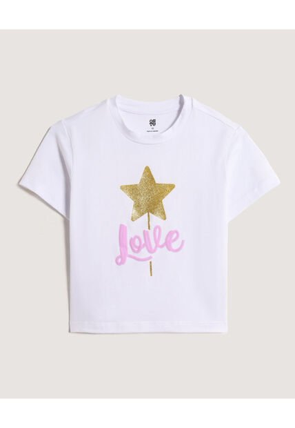 Camiseta Infantil Niña Manga Corta Cuello Redondo Color Blanco Marca Ostu #90090343