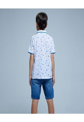 Polo Para Niño Manga Corta Color Blanco Marca Ostu #80110088