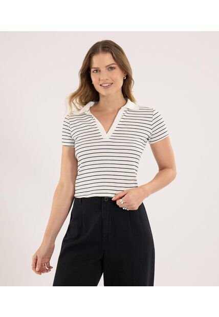 Polo Para Mujer Manga Corta Color Avena Marca Ostu #40110175