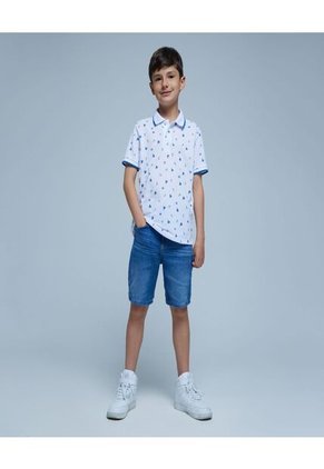 Polo Para Niño Manga Corta Color Blanco Marca Ostu #80110088