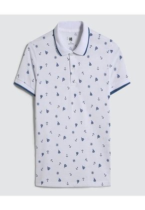 Polo Para Niño Manga Corta Color Blanco Marca Ostu #80110088