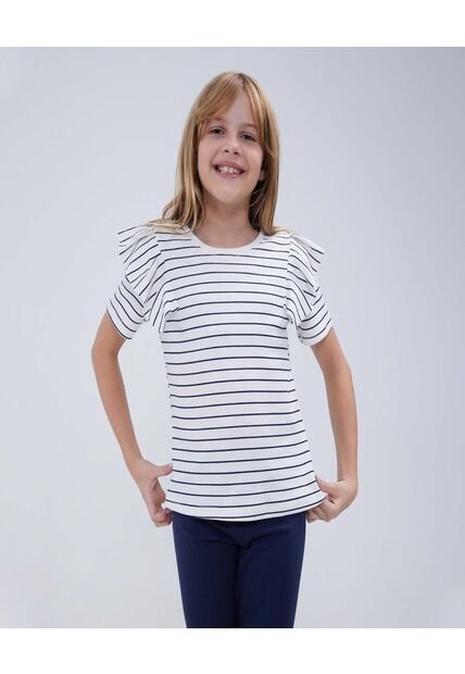 Camiseta Para Niña Manga Corta Color Azul  Marca Ostu #90090216