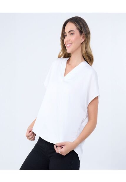 Blusa Para Mujer Manga Corta Color Blanco Marca Ostu #40121107