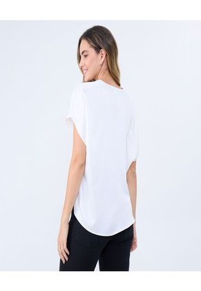 Blusa Para Mujer Manga Corta Color Blanco Marca Ostu #40121107