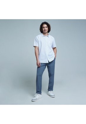 Camisa Para Hombre Manga Corta Con Bolsillo Color Crudo Marca Ostu #60010627