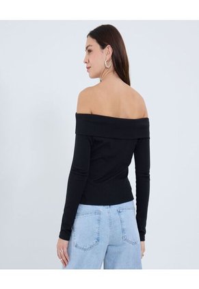 Camiseta Para Mujer Manga Larga Moda Color Negro Marca Ostu #40092456