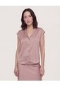 Camisa Satinada Sin Mangas  Para Mujer Café Ostu de Ostu